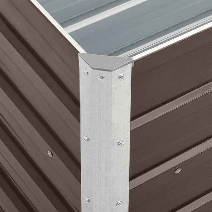 vidaXL Garden Raised Bed Galvanised Steel Rectangular Garden Planter for Flowers and Planters Bottomless Raised Flower Bed Weather-Resistant Brown 94.5x15.7x17.7