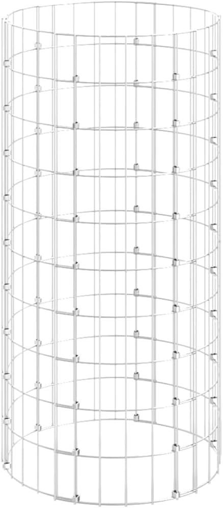 Galvanized Steel Circular Gabion Pole Outdoor Round Garden Gabion Basket Cage Planter Stand Patio Backyard Gabion Post Raised Bed Fencing Ø19.7x39.4-232