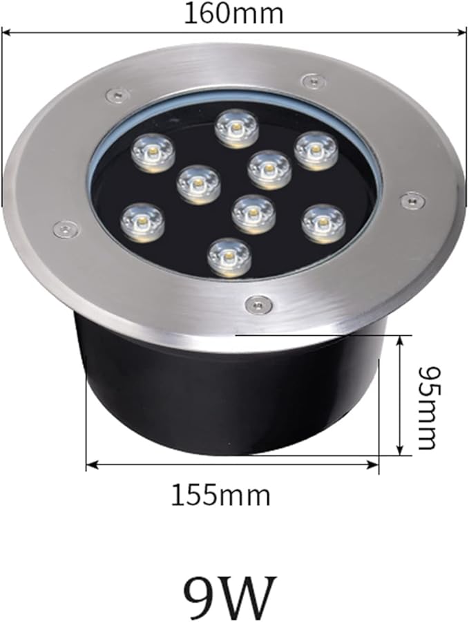 LED Garden Underground Light - IP65 Waterproof Round Landscape Lamp for Outdoor Walkway Driveway Deck and Patio - Available in Yellow 9W and Warm White 15W