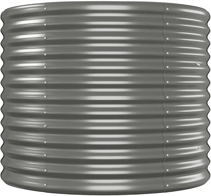 Patio Raised Planter Raised bedsGalvanized PlanterFlower BedTroughMetal PlanterRaised Garden BedBed Powder-Coated Steel 244.1x31.5x26.8 Gray