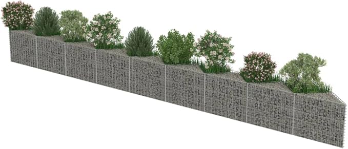 Outdoor Garden Patio Gabion Wall Gabion Stone Basket Planter Raised Vegetable BedSteel Garden Decoration Galvanized Steel for Garden Outdoor Landscape 248x11.8x19.7