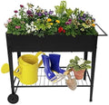 Mobile Metal Raised Garden Bed Cart on WheelsElevated Tall Planter Box for Outdoor Indoors House Patio Backyard Vegetables Flower Herb Patio Grow (Black)