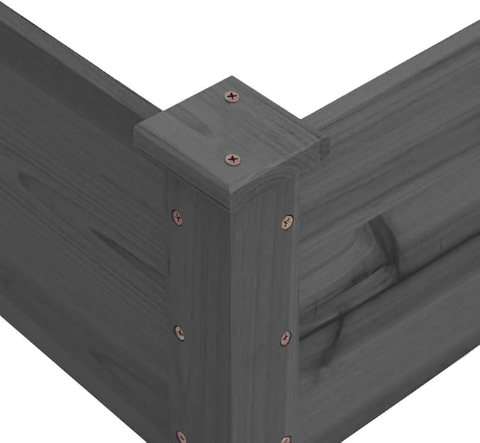 Grey Solid Fir Wood Raised Garden Bed 47.2x47.2x22.0 Inch Outdoor Planter Box for Vegetables Herbs Flowers Breathable Material Rustic Style