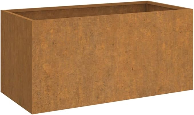 Corten Steel Planter Box 24.4 x 24.4 x 11.4 in Weathering Raised Garden Bed Rustic Square Outdoor Planter for Patio Vegetable Flower Elevated Box