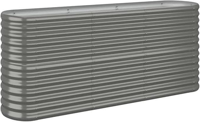 SKM Garden Raised Bed Powder-Coated Steel 59.8x15.7x26.8 Gray (9.16 KG/20.152 LBS)