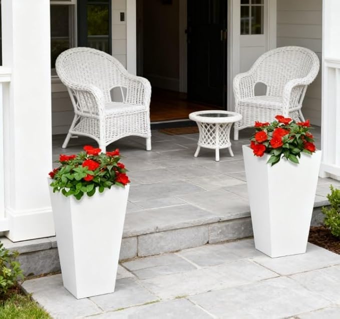Flower Pots2 Pack Outdoor Planter Setwith Drainage Holes Stackable Plant Potfor Outdoor and Indoor