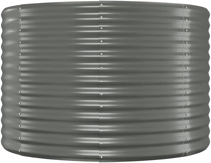 SKM Garden Raised Bed Powder-Coated Steel 155.9x39.4x26.8 Gray (25 KG/55 LBS)