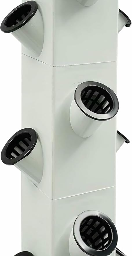 Indoor Hydroponics Growing System Kit - 2-Tier 56-Plant Hydroponic Tower with Breeding Sponges Seed Trays Water Pump for Gardening-