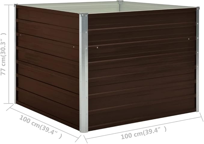 Raised Garden Bed Brown 39.4x39.4x30.3 Galvanized Steel