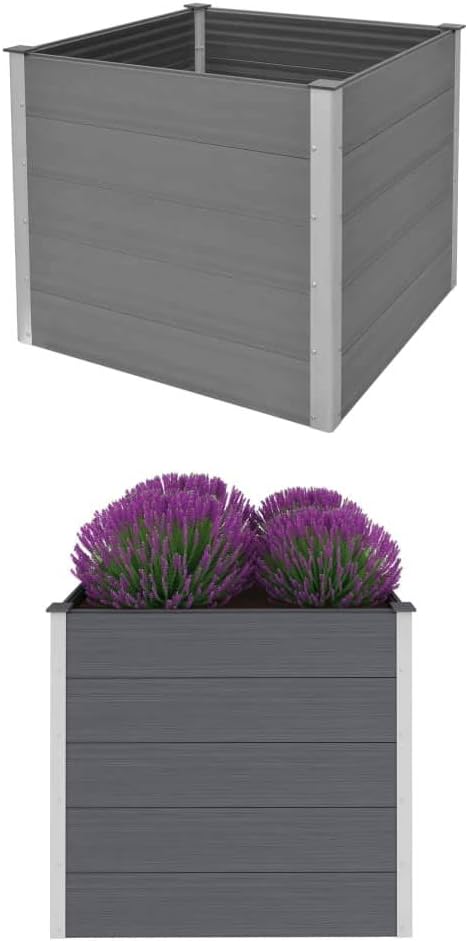 SKM Garden Raised Bed WPC 39.4x39.4x35.8 Gray