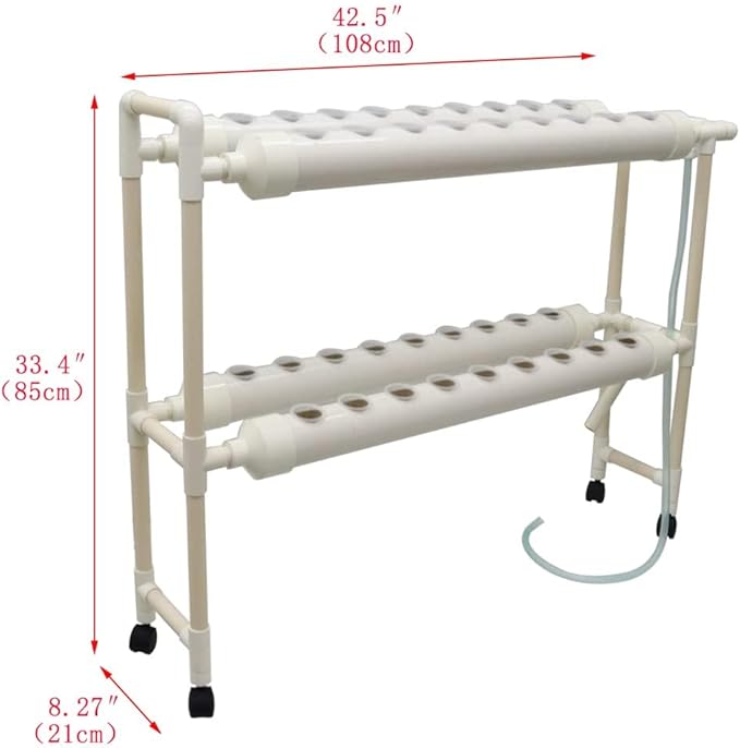 INTBUYING Hydroponic 36 Holes Plant Site Grow Kit Garden System Vegetable Horizonal with Wheel 110V Pump-4 Pipes 2 Layer