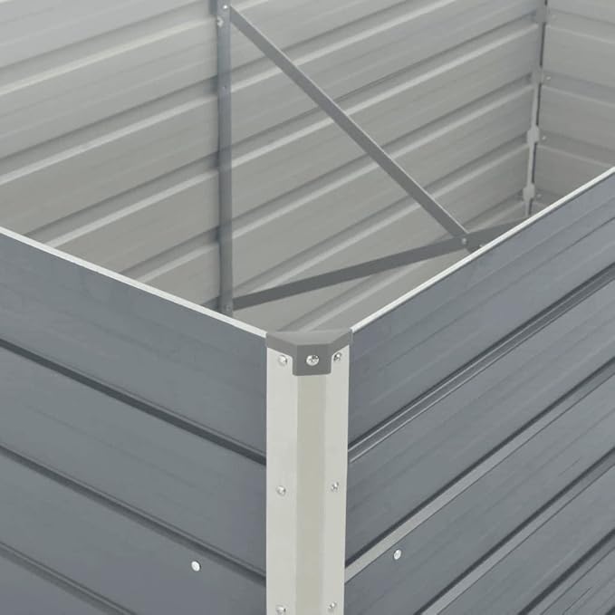 Outdoor Garden Raised Bed Galvanized Steel Metal Outdoor Garden Raised Planter Box for Flowers Vegetables Fruits Herbs Gray 63x31.5x30.3