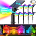 Solar Spot Lights Outdoor Waterproof IP65[49 LEDs/8 Pack] RGB Halloween 7 Modes Christmas Color Changing Solar Spotlights Adjustable Multicolor Landscape Flood Lights for Yard Garden Pathway