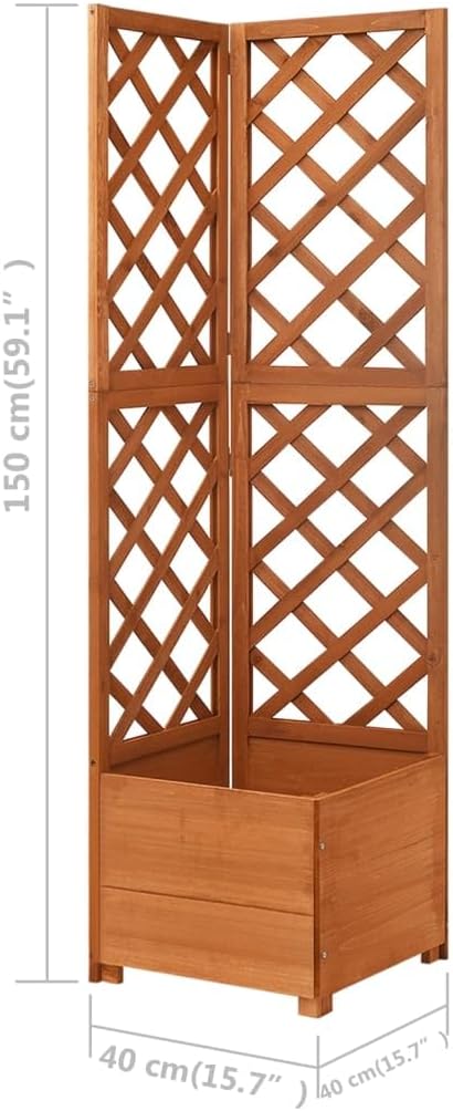 Corner Trellis Planter 15.7x15.7x59.1 Solid Fir Wood Triangular Raised Garden Bed with Built-in Lattice for Patio Balcony Small Space Outdoor Flower &amp Vegetable Herb Display