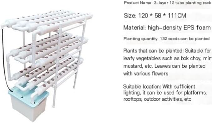 Grow Pipe-Type DIY Hydroponic Planting Rack - PVC Multi-Layer Soil-Free Vegetable Growing System for Home Gardening(Pipe 63mm)