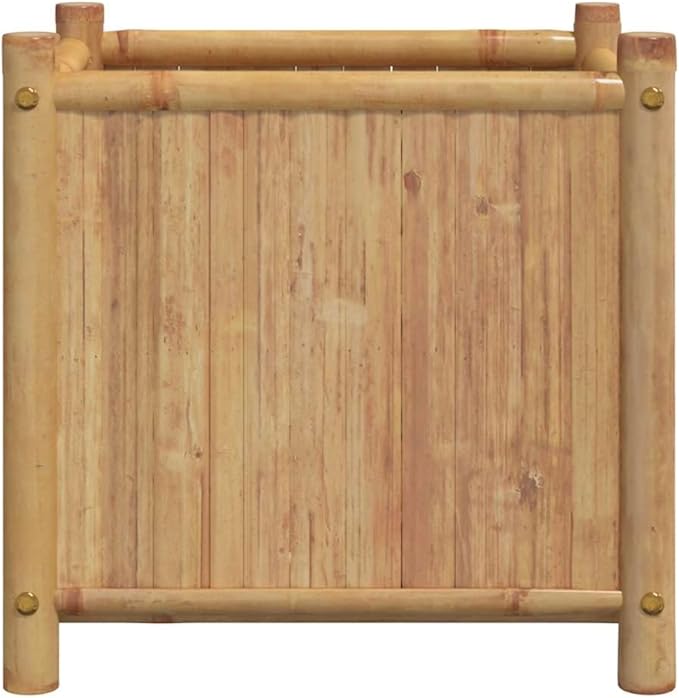 Natural Bamboo Square Planter Box 19.7x19.7x19.7 Inch Outdoor Garden Planter Durable Raised Garden Bed for Patio Balcony Deck