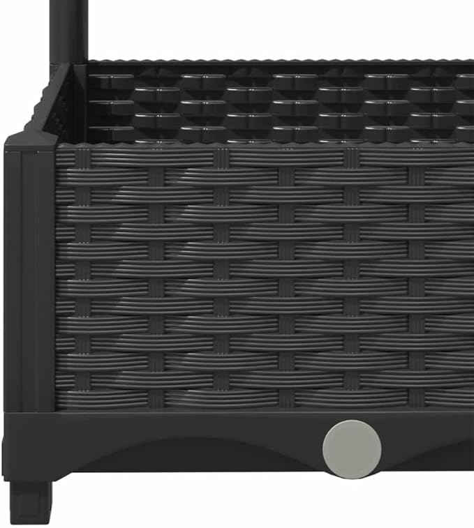 Black Garden Planter with Trellis 31.5x31.5x47.8 in Durable Matte Polypropylene Raised Outdoor Flower Box for Patio Balcony Terrace