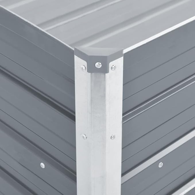 SKM Raised Bed Gray Galvanized Steel 39.4 x 15.7 x 17.7 in Raised BedGrey (Weight 9.3KG)