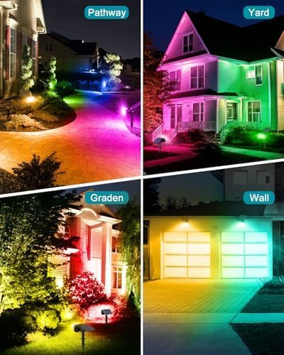 Solar Spot Lights Outdoor Waterproof IP65[49 LEDs/8 Pack] RGB Halloween 7 Modes Christmas Color Changing Solar Spotlights Adjustable Multicolor Landscape Flood Lights for Yard Garden Pathway