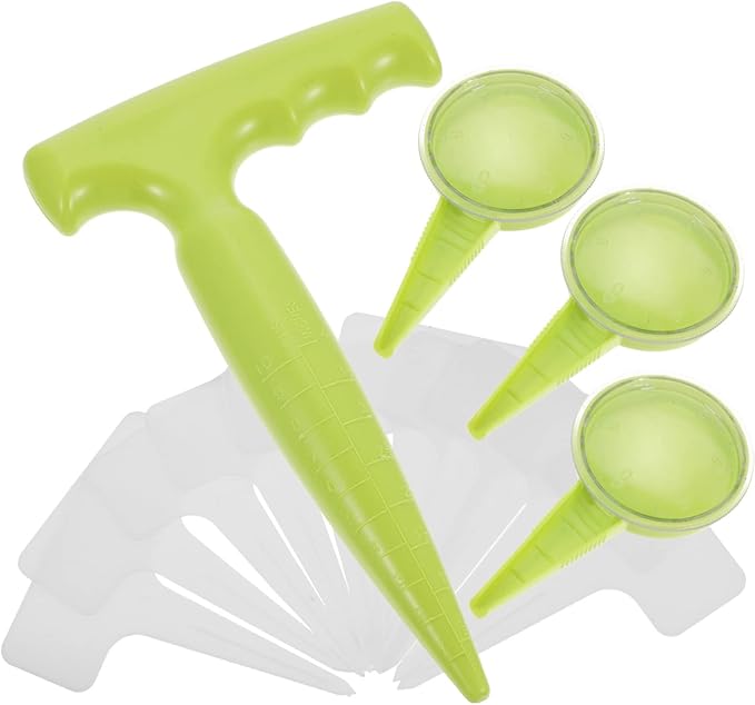 Kisangel 4sets Gardening Tool Kit Dibbler Plant Sowing Dispenser and Plant Labels for Home Gardening Easy to Use and Versatile Sowing Tool
