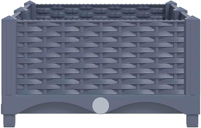 vidaXL Raised Garden Bed in Grey - Large Rectangular Polypropylene Planter for Outdoor Use - Suitable for Patio Balcony Garden - Perfect for Growing Plants Flowers Herbs and Vegetables