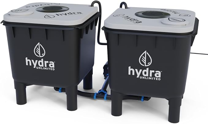 Hydramax Home Deep Water Culture Hydroponic System with Pump and air circulators for Indoor Growing of Vegetables Fruits and Medicinal Herbs (2-Bucket)