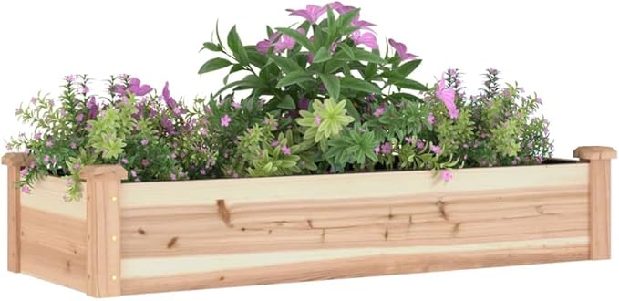 Wooden Garden Raised Bed with Liner Planter Box Raised Beds for Gardening Vegetables Flowers 47.2x17.7x9.8 Solid Wood Fir-656