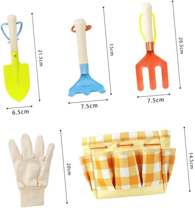 BESPORTBLE 7pcs Boy Girl Garden Tools Kit Gloves Watering Can Shovel Rake and Carrying Bag for Outdoor Fun Safe and Gardening Toys for Boys and Girls