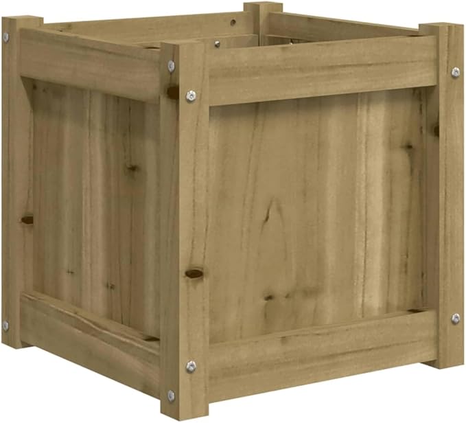 Wooden Garden Planter Box Outdoor Wood Raised Garden Bed for Planting Plants Vegetables 15.7x15.7x15.7 Impregnated Wood Pine-313