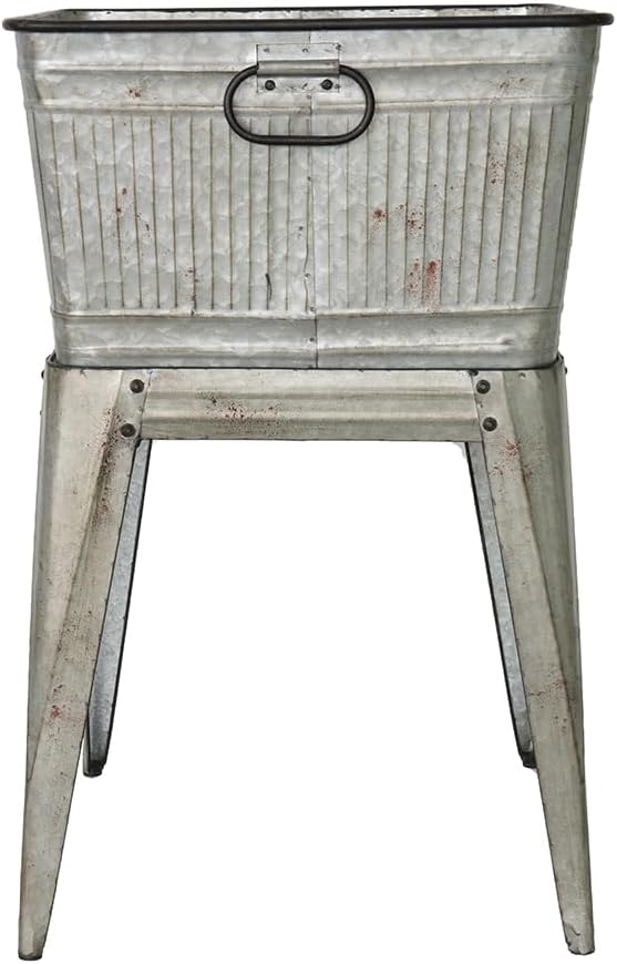20.5x20.5x21 Large Perryman Galvanized Tub On Stand for Plant PotPlanter Metal Ice Buckets