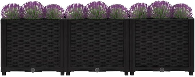 Raised Bed Garden Planter Outdoor Planter Box Natural Plant Pot Suitable for Vegetable Grass Lawn Yard 47.2x15.7x15 Polypropylene