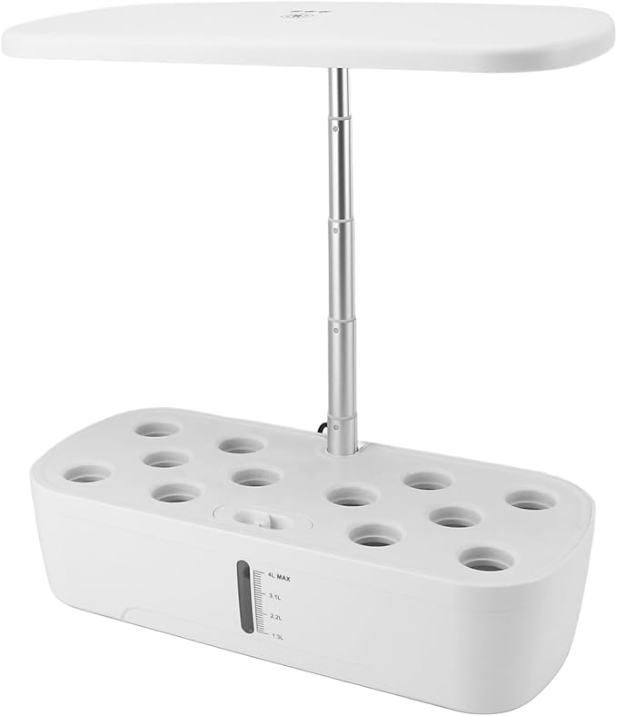 Hydroponics Growing System 12 Pods with LED Grow Light for Indoor Garden Planter Soilless Kit for Veggie Lettuce (White)