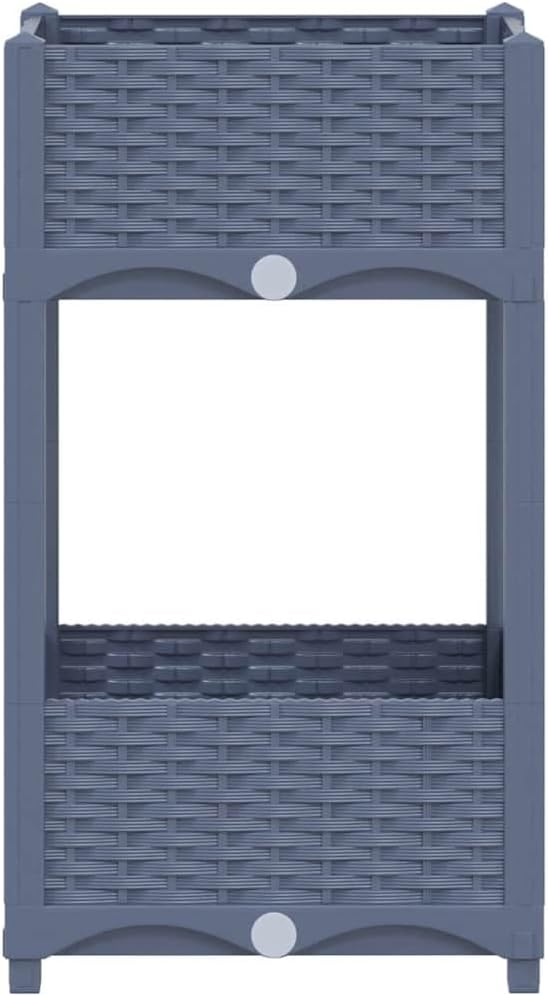 Raised Garden Bed Blue Grey Polypropylene Planter for Outdoor Plants 15.7x15.7x28.0 Inch Square Garden Bed Weather Resistant Tall Raised Planter Box for Patio Deck
