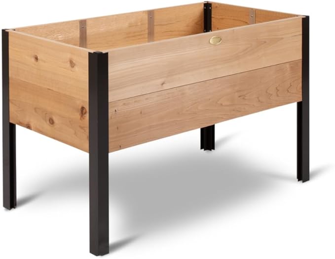 Gardener's Supply Company Raised Garden Bed Elevated Cedar Planter Box | 2' x 4' Heavy Duty Standing Garden Planters for Outdoor Plant Vegetables &amp Flower Gardening Perfect for Patio Lawn &amp B
