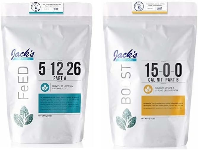 Jack's Classic Nutrients Calcium Nitrate Fertilizer 15-0-0 (Part A and B Dual Pack 4.4 Pounds Total (Pack of 2))