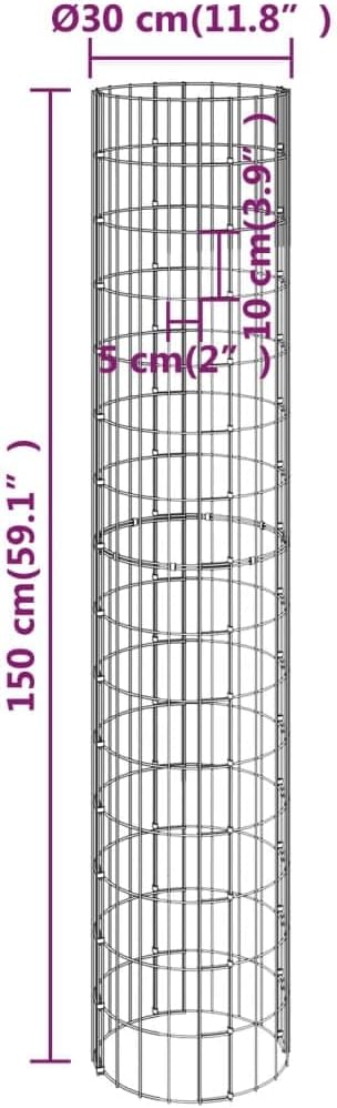 SKM Circular Gabion Raised Beds 3 pcs Galvanised Steel Ø30x150 cm (Weight-17KG)