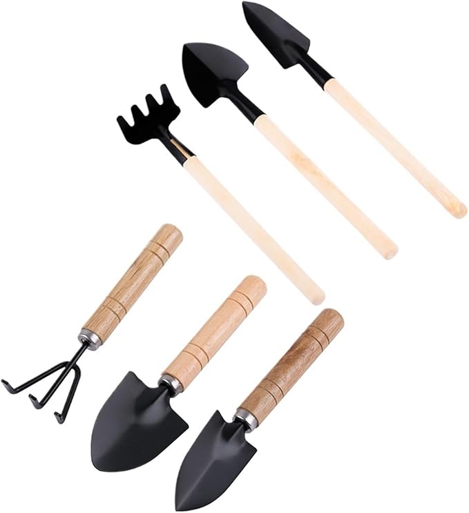 3Pcs Shovel Rake Spade Set Mini Garden Tools Multifunction Small Wooden Handle Tool Sets