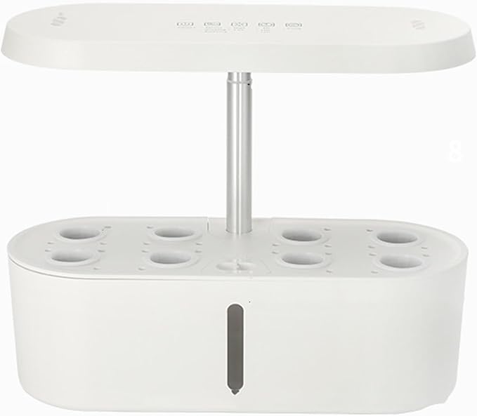 Hydroponic Planting System 8-Hole Planting Trough with LED Plant Growth Light Smart Touch Control Suitable for Home Office White