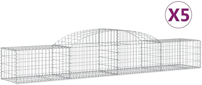 5-Pack Galvanized Iron Gabion Basket Set 118x118x24 in for Raised Garden Bed Outdoor Planter Wall Landscape Barrier Rock Cage for Yard Patio