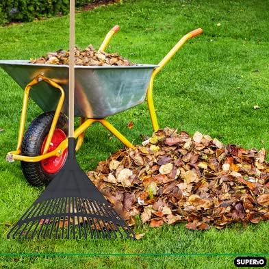 Superio Kids &amp Adult Set Rakes with Hardwood Handle Durable Plastic Head to Sweep Leaves in Lawn and Tidying Up The Garden Kids Size 34 Adult Size 61