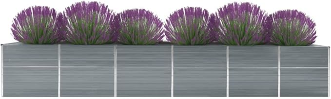 SKM Garden Raised Bed Galvanized Steel 189x31.5x30.3 Gray-70681026