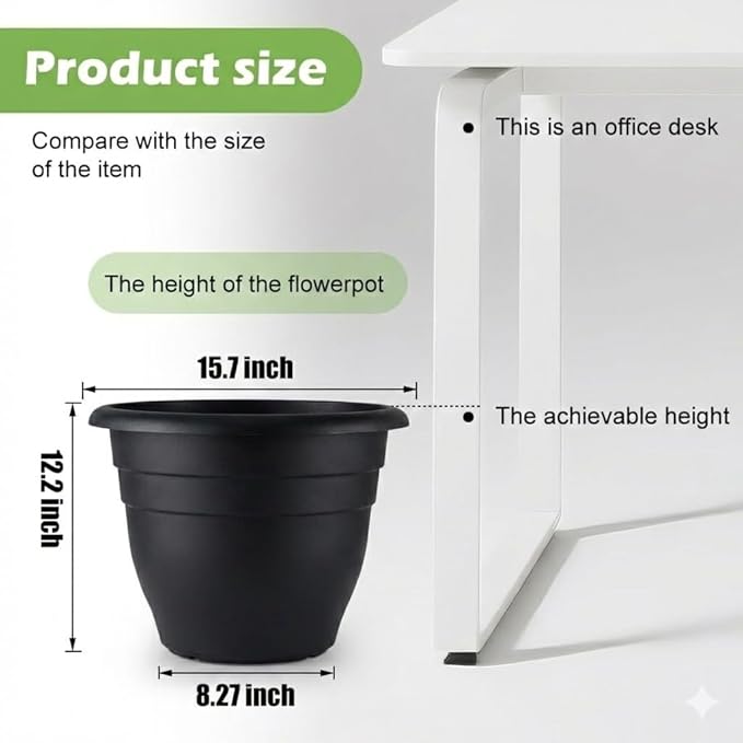 16 Inch Plant Pots Indoor Outdoor6 Pack Black Plastic Planters with Drainage HolesLarge Lightweight Flower Pots for Indoor Outdoor PlantsPatio Garden Containers