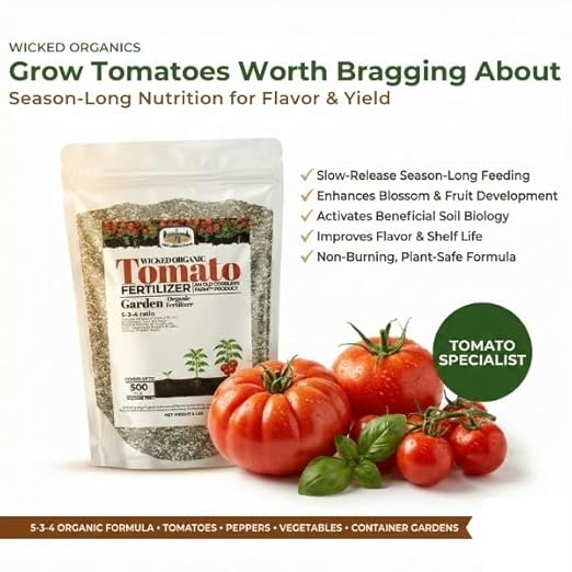 Old Cobblers Farm™ Wicked Organics Organic Tomato - for Strong Vines Blossom Growth &amp Flavorful Fruit (5 lbs | 10 lbs | 15 lbs | 20 lbs) (15lbs)