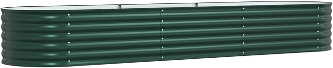 Powder-Coated Garden Raised Bed Metal Planter Box for Vegetables Flowers Herbs Green Galvanized Steel 126 x 31.5 x 17.3 in-609