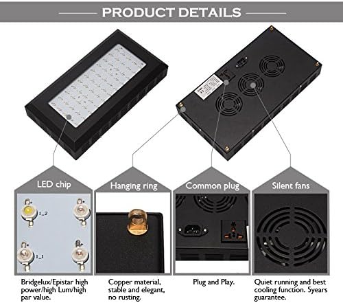 LED Grow Light 165W Panel For Hydroponic Garden Greenhouse Plant Growing Black