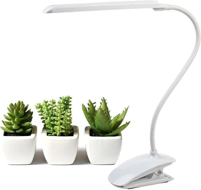 Grow Lamp for Plants 6W Adjustable Clip Desk Plants Grow Lights Lamp Bulb Clamp 360° Flexible Gooseneck for Indoor Plants (6W White)