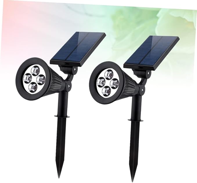 VILLCASE 2 Pcs Waterproof Solar Spotlights 4 LEDs RGB Landscape Lamp for Outdoor Lawn and Garden Solar Powered Ground Plug Light for Pathway and Patio