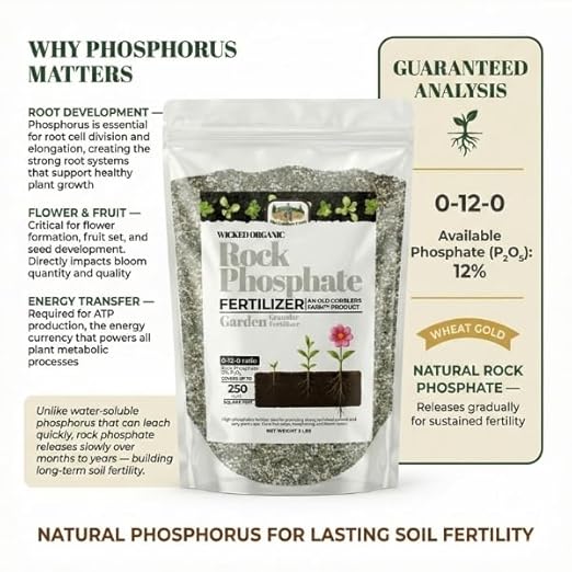Old Cobblers Farm™ Wicked Organics 0-12-0 Fertilizer - Rock Phosphate - Boosts Roots Flowering Fruiting &amp Soil Health for Gardens (5 lbs | 10 lbs | 15 lbs | 20 lbs) (10lb)