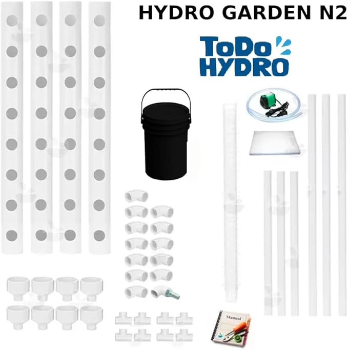 Hydroponic Kit N2 NFT System for 32 Plants Complete Indoor Garden with Nutrients Seeds &amp Accessories