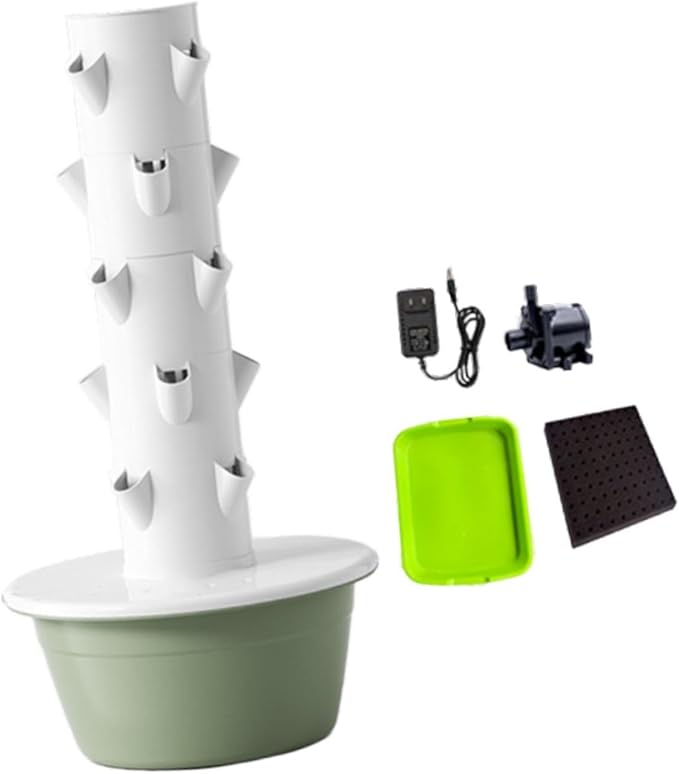 MYCENSE Hydroponic Tower Hydroponics Growing System Kit High Yield Gardening Pots Vertical Planter Plant Germination Kit for Peppers Green S